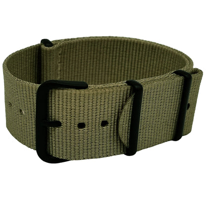Cinturino NATO Masar 22 mm - Verde - Fibbia oliva/nera - Morbido - Orologi leggeri per uomo e donna - Spessore 1 mm
