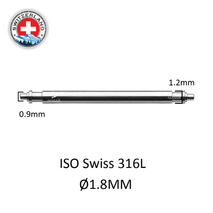 Barrette a molla XTS da 12 mm a 24 mm Ø 1,8 mm - Compatibili con Rolex - Acciaio inossidabile 316L - 0,9 mm - Swiss Made - 2 pezzi