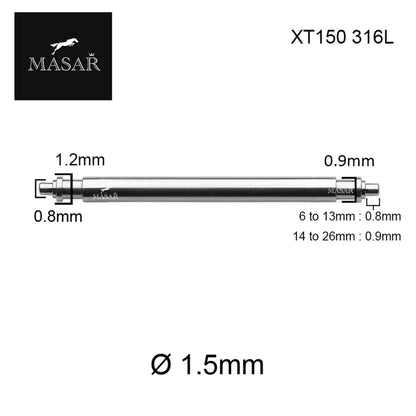 Masar 14mm a 26mm XT Ø 1,5mm - Barrette a molla per cinturino orologio - Acciaio inossidabile 316L - 0,8mm - 2 pz