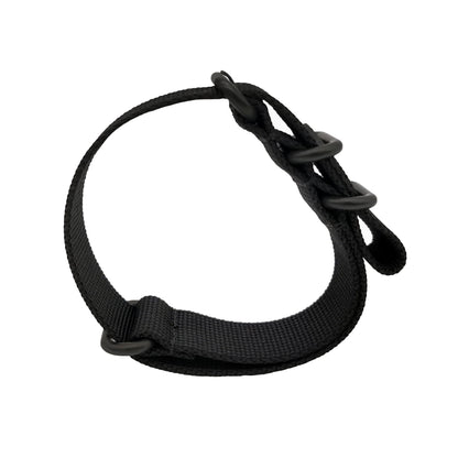 Cinturino Nato Masar ZULU 22mm Nylon - Nero / Nero Completo - Uomo - Cinturino rigido e spesso da 2mm