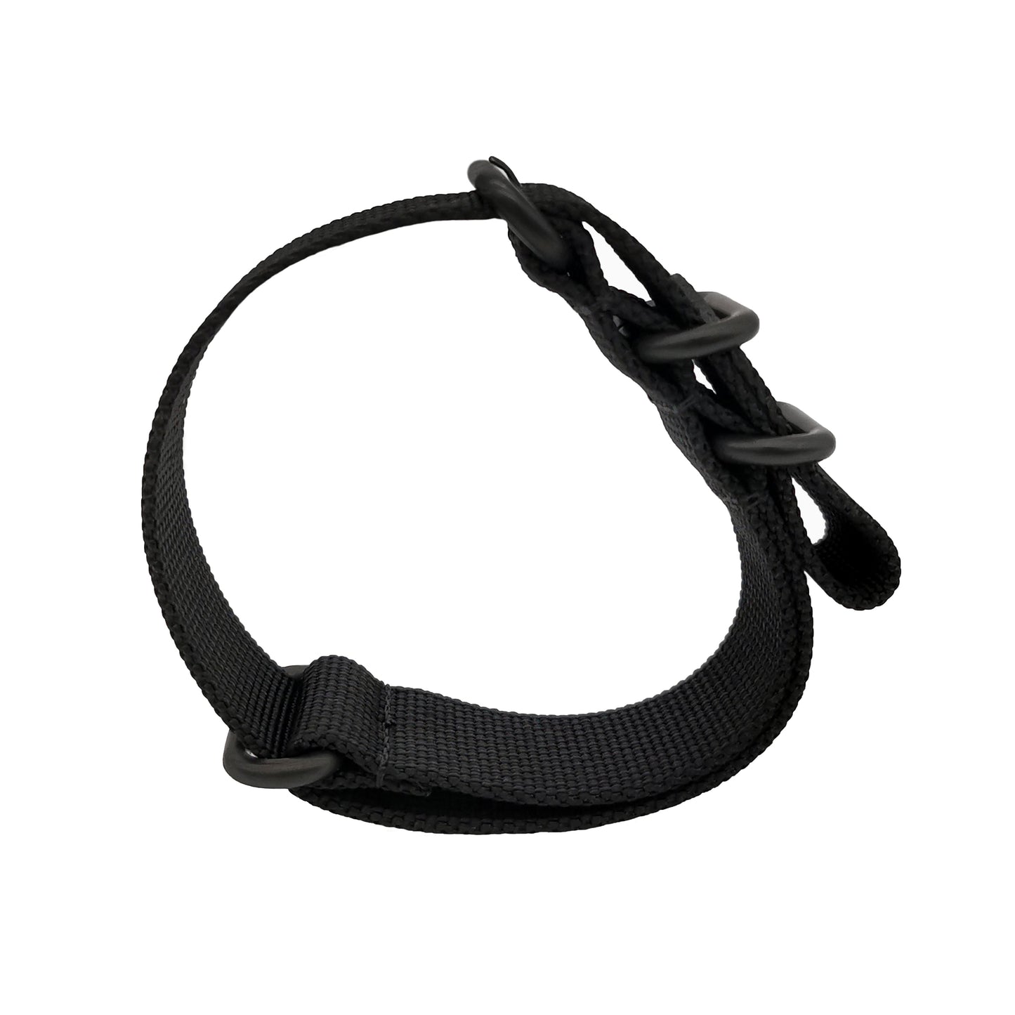 Cinturino Nato Masar ZULU 24mm Nylon - Nero / Nero Completo - Uomo - Cinturino rigido e spesso da 2mm
