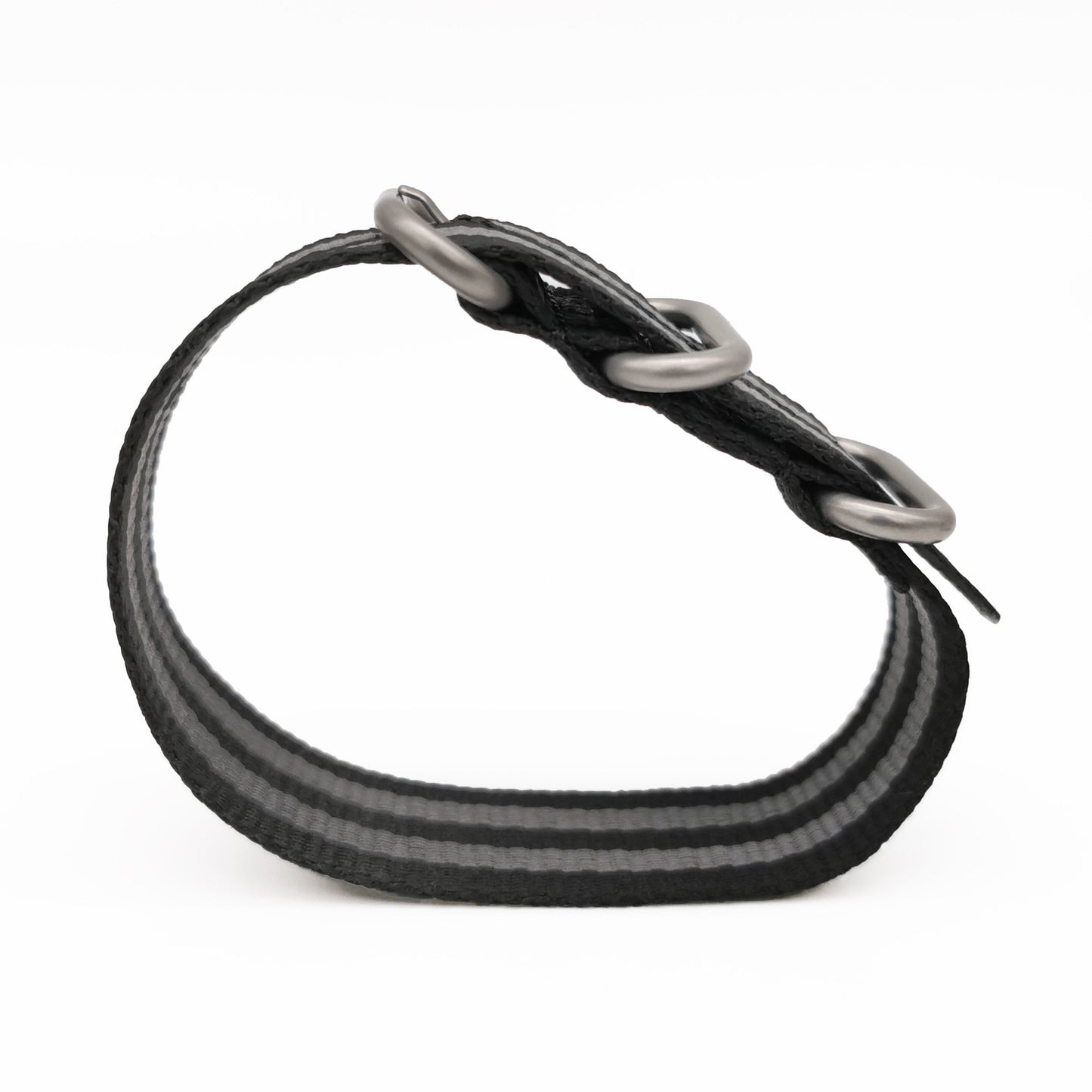 Masar ZULU Nylon Grigio / Nero / Fibbia Satinata - Speciale - Cinturino per Orologio Sottile