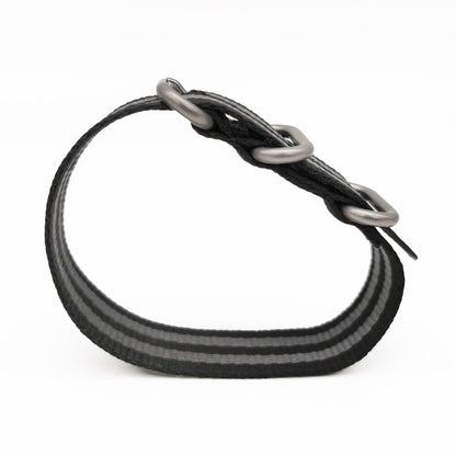Masar ZULU Nylon Grigio / Nero / Fibbia Satinata - Speciale - Cinturino per Orologio Sottile