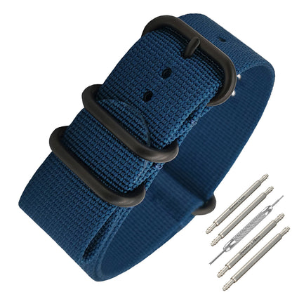 Cinturino Nato Masar ZULU in nylon da 18 mm - Fibbia blu/nera - Uomo - Cinturino rigido e spesso da 2 mm
