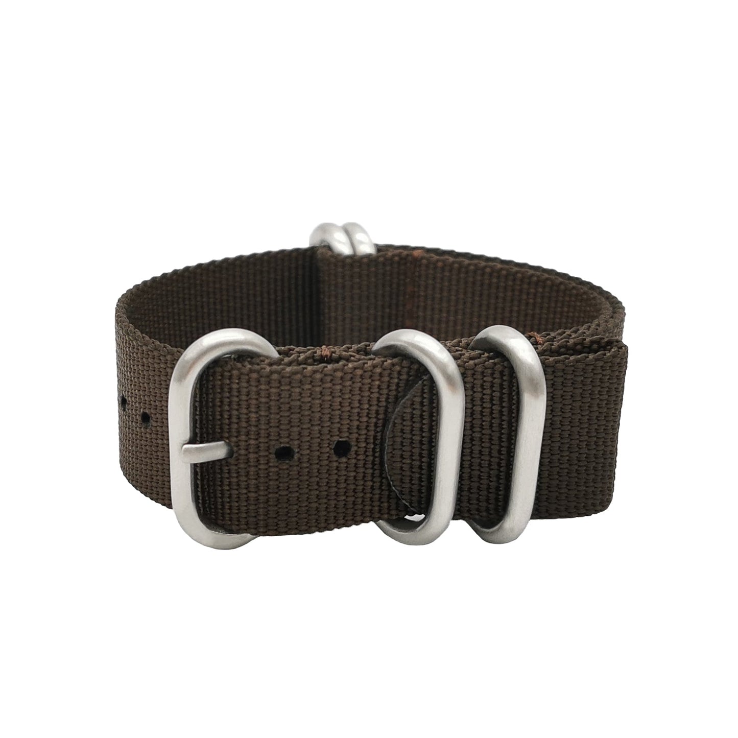 Cinturino Nato Masar ZULU 22mm Nylon - Marrone / Fibbia Satinata - Uomo - Cinturino Rigido e Spesso 2mm