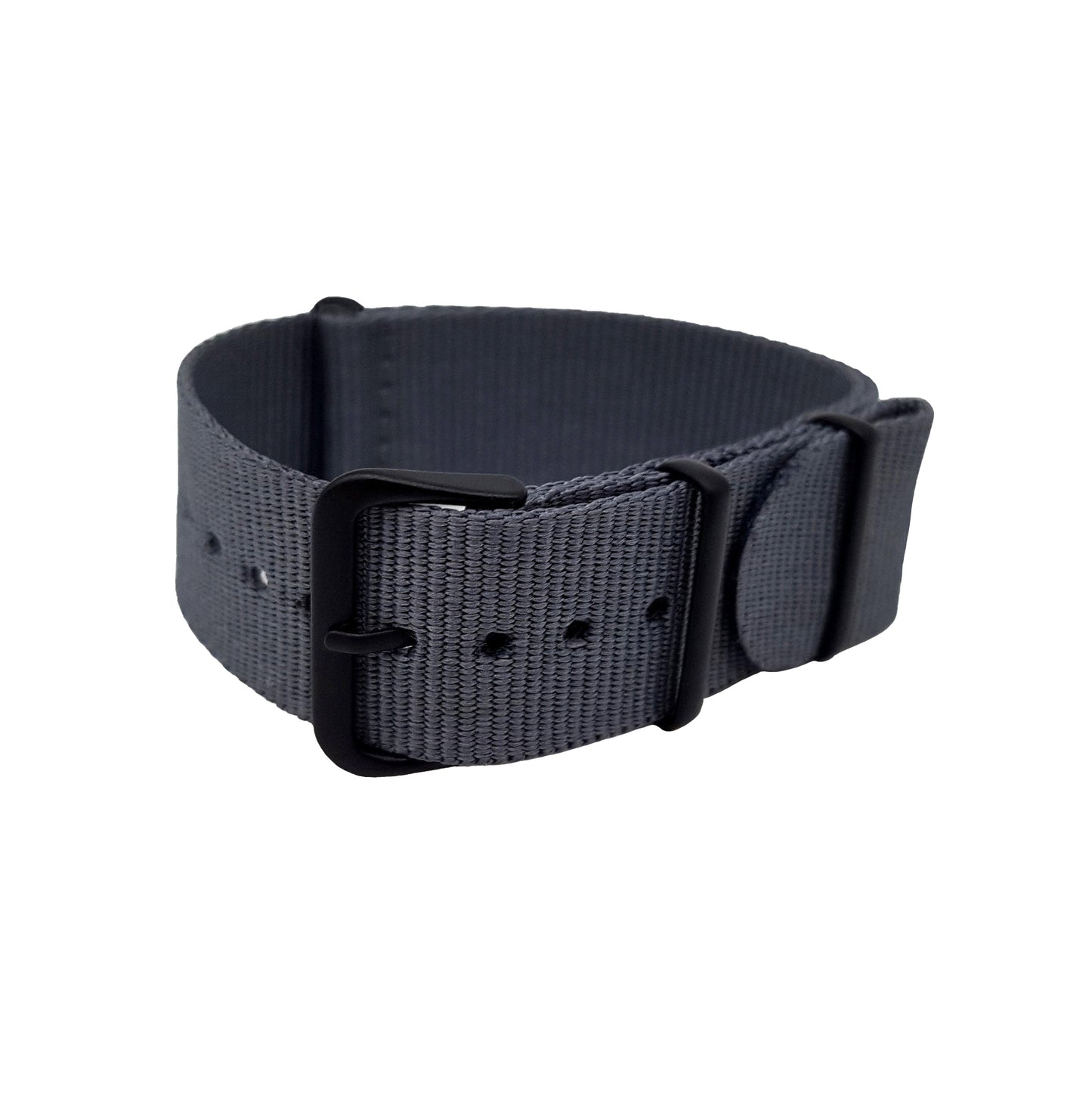 Cinturino NATO Masar 22 mm in nylon grigio scuro/fibbia nera - Morbido - Orologi leggeri per uomo e donna - Spessore 1 mm