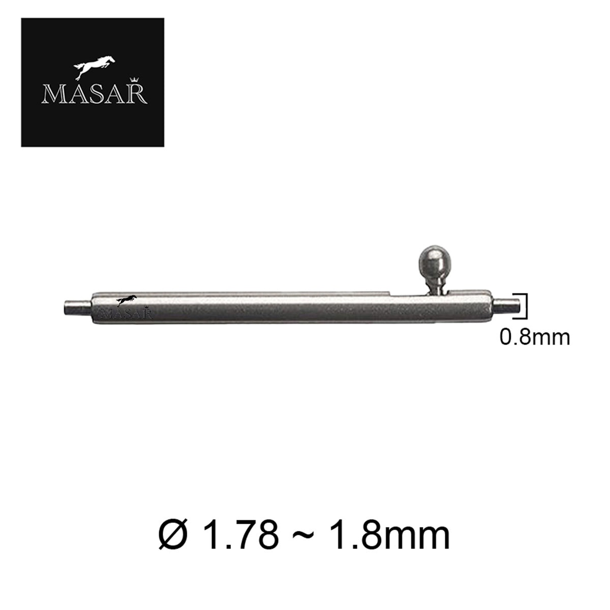 Masar XSA Ø 1,78 mm - Barre a molla per cinturino orologio - Sgancio rapido con leva - 0,8 mm - Acciaio inossidabile 2 pezzi