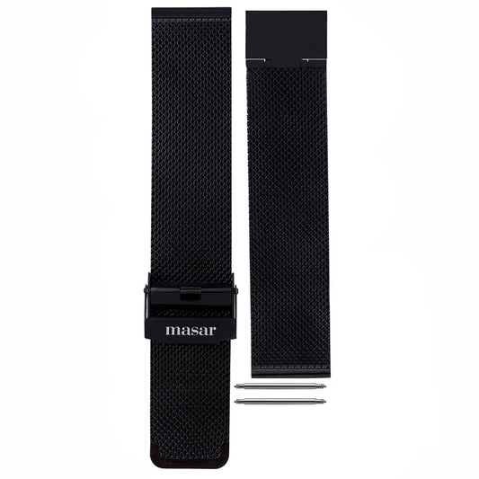Cinturino per orologio in maglia milanese Premium da 14 mm, Ø 0,6 mm, universale, nero/nero