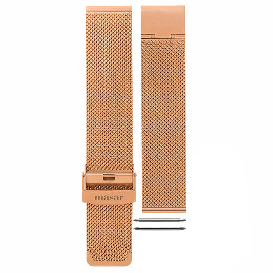 Cinturino per orologio in maglia milanese Premium Mesh da 22 mm Ø 0,6 mm - Universale - Oro rosa