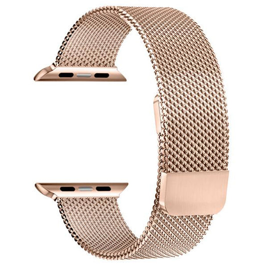Cinturino milanese compatibile con Apple Watch 42/44/45/49 mm - Doppia maglia milanese magnetica - Oro rosa