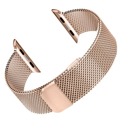 Cinturino milanese compatibile con Apple Watch 42/44/45/49 mm - Doppia maglia milanese magnetica - Oro rosa