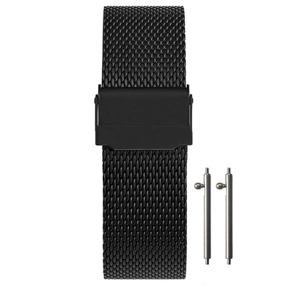 Cinturino per orologio Masar 19mm Maglia Milanese - Sgancio rapido - Universale - Maglia Ø 0,6mm Nero