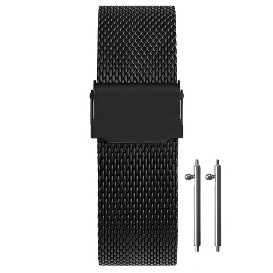 Cinturino per orologio Masar 19mm Maglia Milanese - Sgancio rapido - Universale - Maglia Ø 0,6mm Nero
