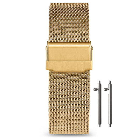 Cinturino per orologio Masar 19mm Maglia Milanese - Sgancio rapido - Universale - Maglia Ø 0,6mm Oro (Oro)