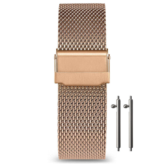 Cinturino orologio Masar 24mm Maglia Milanese - Sgancio rapido - Universale - Maglia Ø 0,6mm Oro rosa