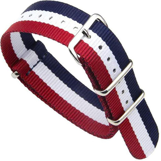 Cinturino Nato Masar Blu Bianco Rosso - 16mm 18mm 20mm 22mm 24mm