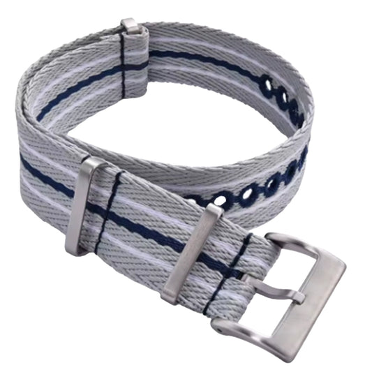 Cinturino Nato Masar Grigio Blu Navy Bianco - Nylon Intrecciato 20mm 22mm
