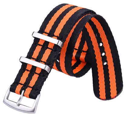 Cinturino Nato Masar 22mm Nero Arancione 2 cinturini - Nylon intrecciato morbido