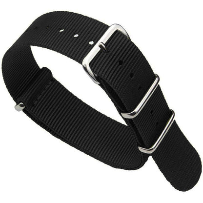Cinturino Nato Masar in nylon nero - 16 mm, 18 mm, 20 mm, 22 mm, 24 mm