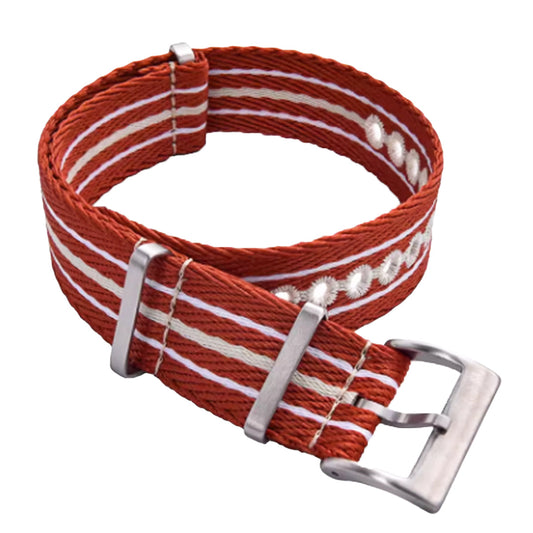Cinturino Nato Masar Rosso Bianco Beige - Nylon intrecciato 20mm 22mm