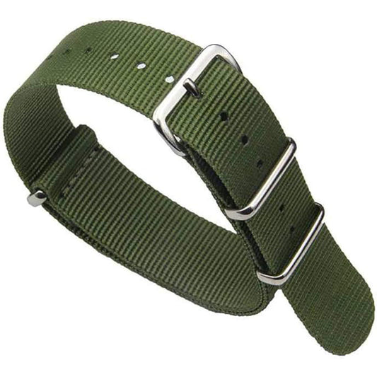 Cinturino per orologio Nato in tessuto di nylon verde Masar - 16 mm, 18 mm, 20 mm, 22 mm, 24 mm