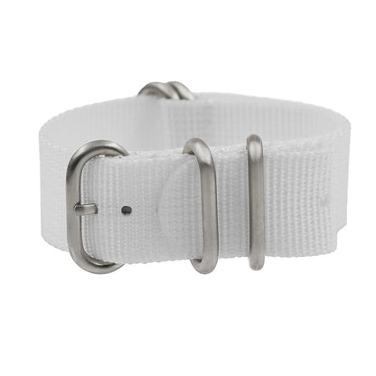 Cinturino Nato in nylon Masar ZULU da 22 mm - Bianco / Fibbia satinata - Uomo - Cinturino rigido spesso 2 mm