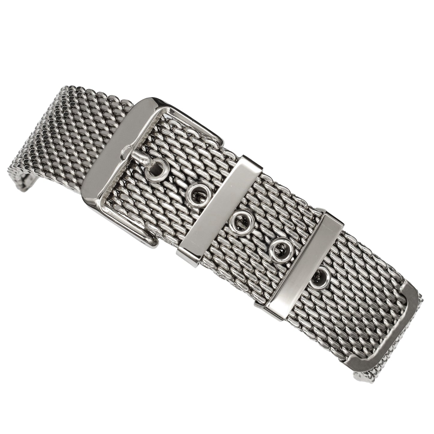 Masar BiG Mesh Ø 1mm Fibbia ad ardiglione - Cinturino per orologio da uomo in maglia milanese - Universale - Argento / Argento