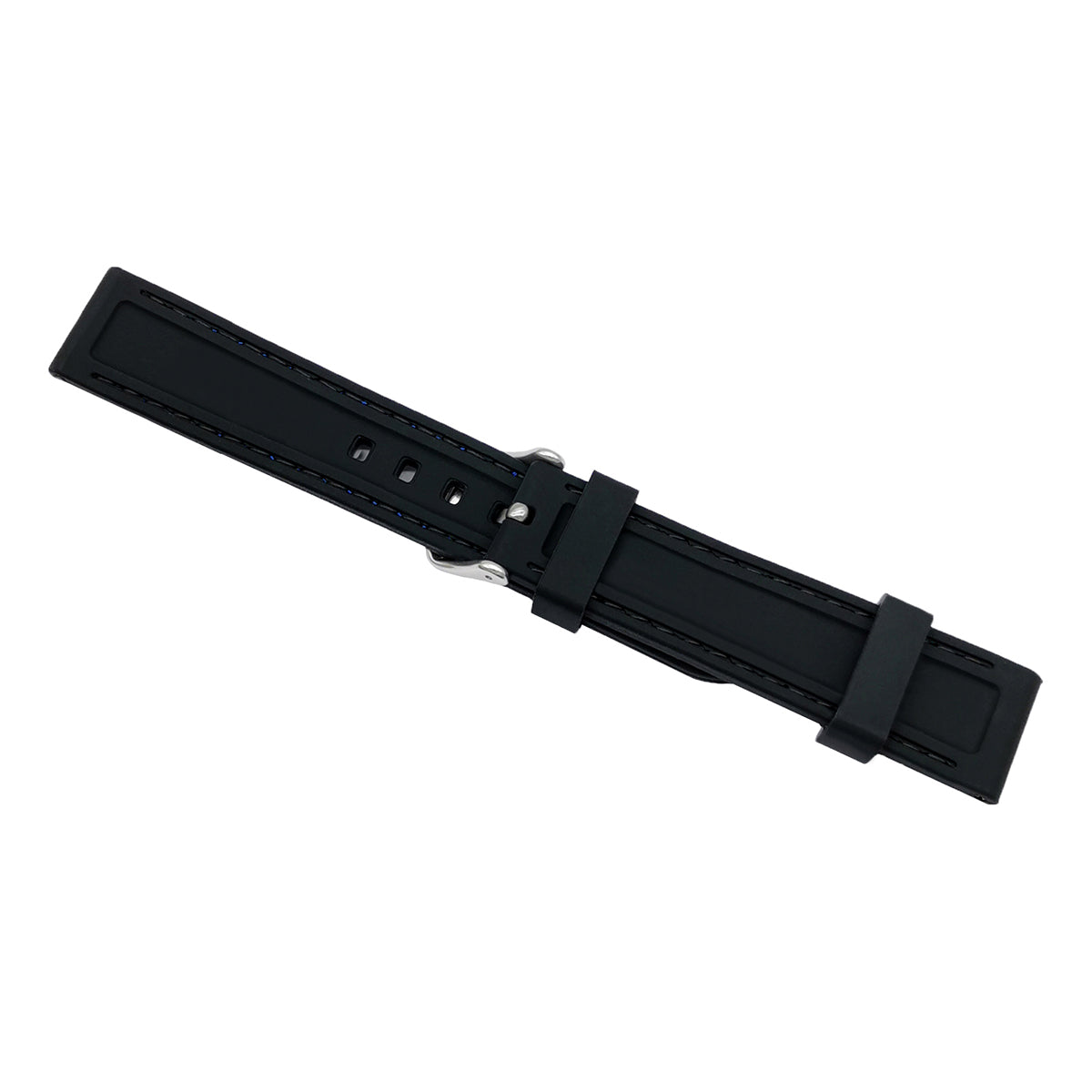 Masar Premium Silicone Nero/Fibbia Argento - Cinturino Orologio Uomo - Spessore 5,8mm
