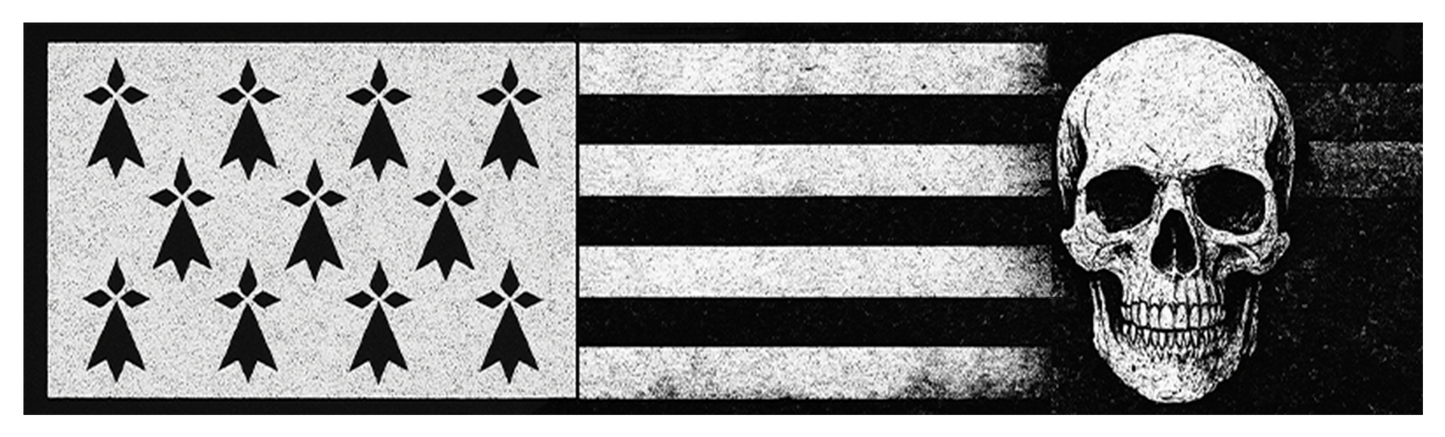 Tradizionale bandiera bretone adesiva Mod – Gwenn ha Du – Bretagna Breizh – 36 x 89 mm