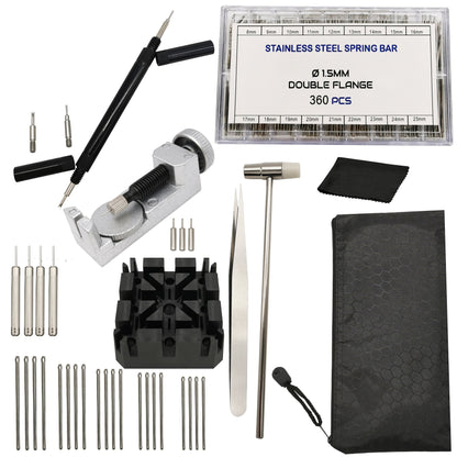 Kit - Strumenti per la riparazione degli orologi, maglie e cambio bracciale 395 pezzi