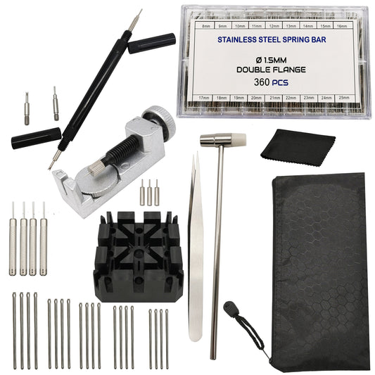 Kit - Strumenti per la riparazione degli orologi, maglie e cambio bracciale 395 pezzi
