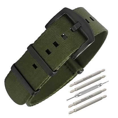 Masar NATO Nylon Army Green / Fibbia Nera - Morbido - Cinturino Orologio - Uomo