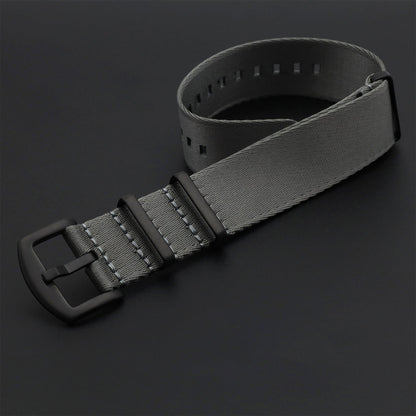 Masar NATO Nylon Grigio / Fibbia Nera - Morbido - Cinturino Orologio - Uomo