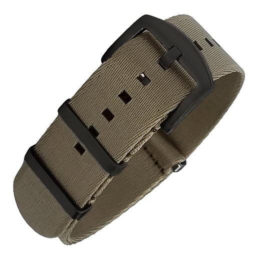 Masar NATO Nylon Khaki - Morbido - Fibbia Khaki / Nero - Cinturino Orologio - Uomo