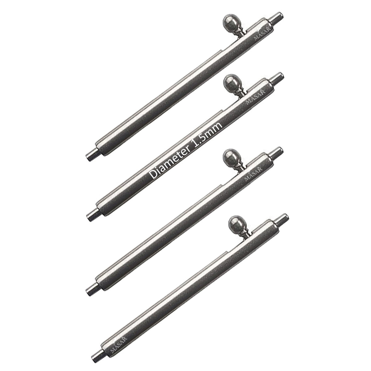 Masar Xsa Ø 1,5 mm Barrette a molla per cinturino orologio - Sgancio rapido - Acciaio inossidabile 0,8 mm - Confezione da 4