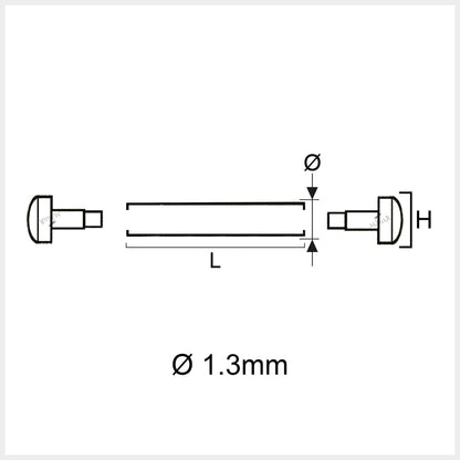 Rivetto - 10mm a 28mm Ø 1,3mm - Testa H Ø 2,5mm - Chiusura cinturino orologio - Oro - 2 Pz