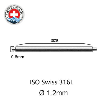 Masar 5mm a 25mm XSS Ø 1,2mm - Barrette a molla per cinturini per orologi - Acciaio inossidabile 316L - 0,6mm - Swiss Made - 2 pz