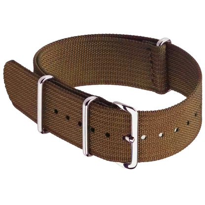 Cinturino NATO Masar marrone - Tessuto in nylon G10 - Fibbia lucida