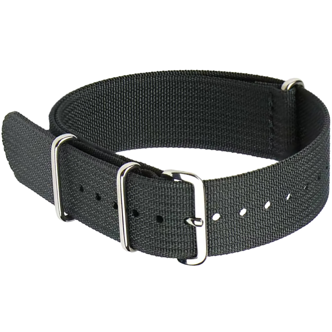 Cinturino NATO Masar grigio antracite - Tessuto in nylon G10 - Fibbia lucida