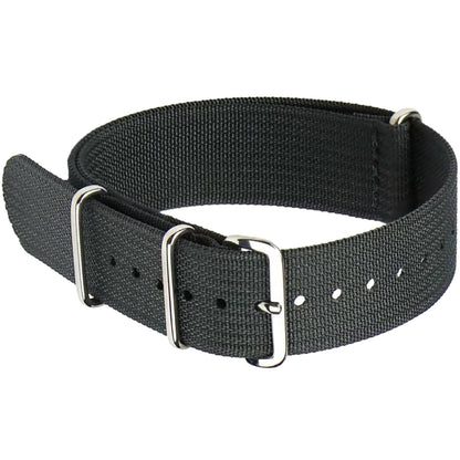 Cinturino NATO Masar grigio antracite - Tessuto in nylon G10 - Fibbia lucida