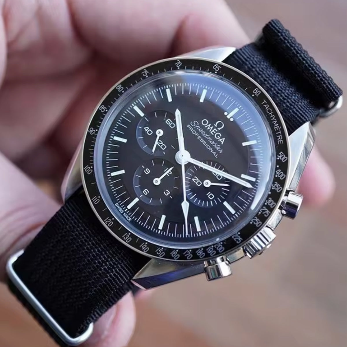 Cinturino Nato Masar grigio - Tessuto in nylon G10 - Fibbia lucida