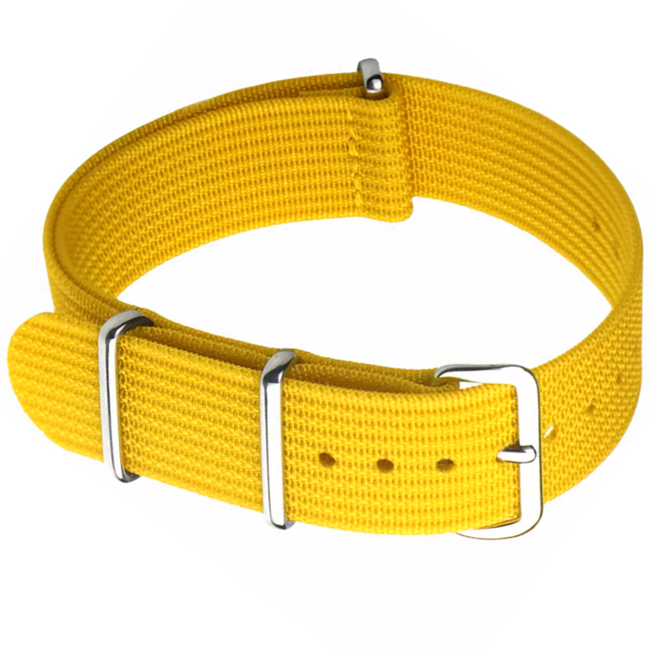 Cinturino NATO Masar giallo - Tessuto in nylon G10 - Fibbia lucida
