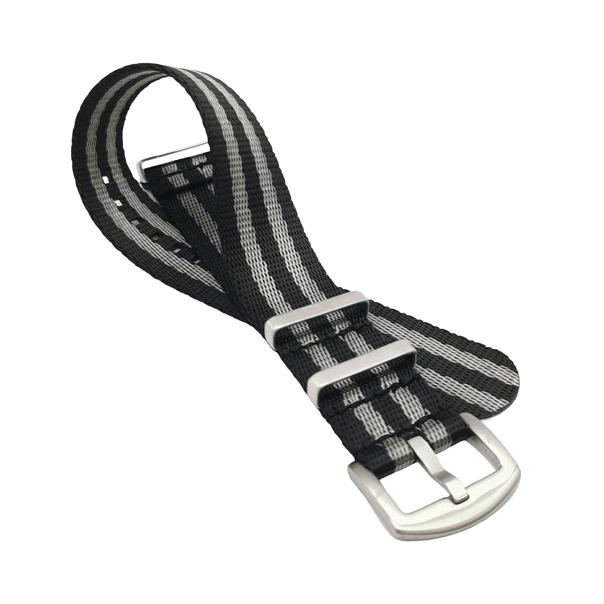 Masar NATO Nylon Grigio/Nero Satinato James Bond 007 – Cinturini per orologi da uomo