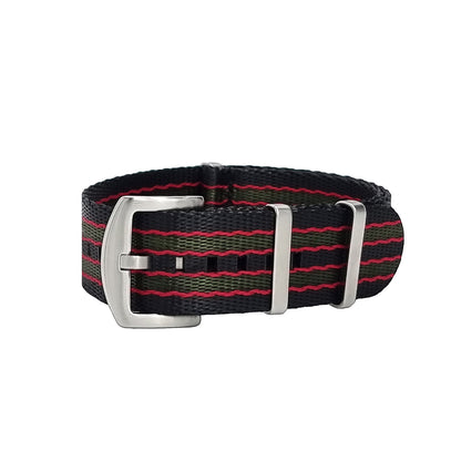 Masar NATO Nylon James Bond - Originale - Nero / Rosso / Verde / Fibbia Satinata - Cinturino Orologio - Uomo