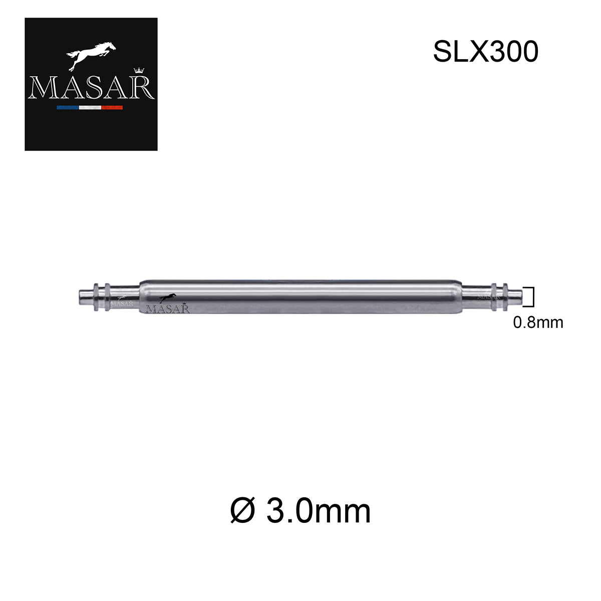 Masar SLX Ø 3,0mm - Barrette a molla per cinturino orologio - Acciaio inossidabile 316L - 0,8mm - 2 pz