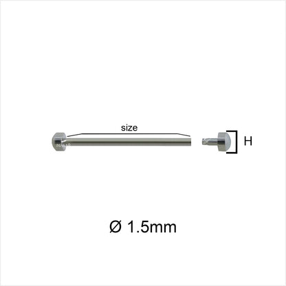 Rivetto - 20mm a 28mm Ø 1,5mm - Testa H Ø 3,5mm o 4,0mm - Chiusura cinturino orologio - Oro/Oro - 2 pezzi