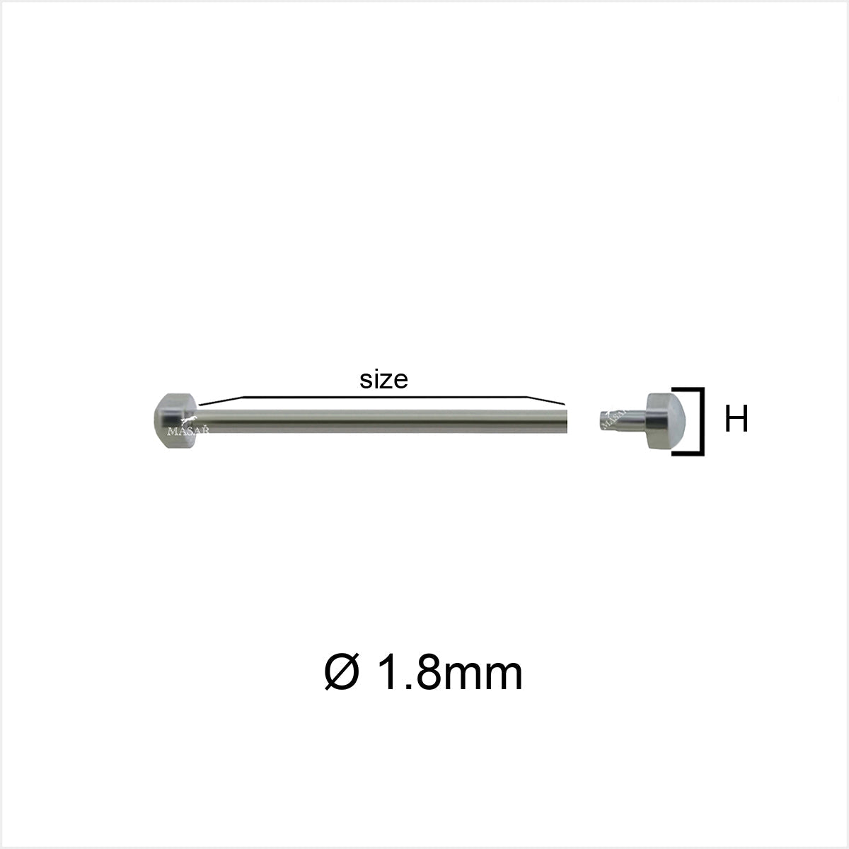 Rivetto - 22mm a 36mm Ø 1,8mm - Testa H Ø 3,9mm - Chiusura cinturino orologio - 2 pz