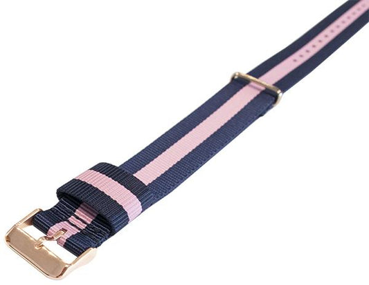 Masar NATO Nylon Blu / Rosa / Fibbia Oro Rosa - Winchester - Cinturino Orologio Donna