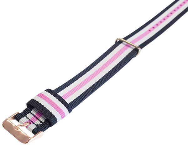 Masar NATO Nylon Blu / Bianco / Southampton / Fibbia Oro Rosa - Cinturino Orologio