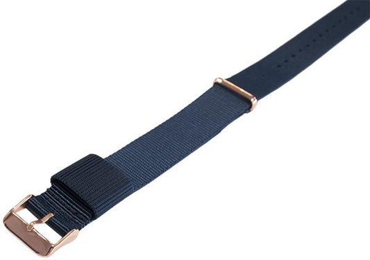 Masar NATO Nylon Blu / Fibbia Oro Rosa / Bayswater - Cinturino Orologio